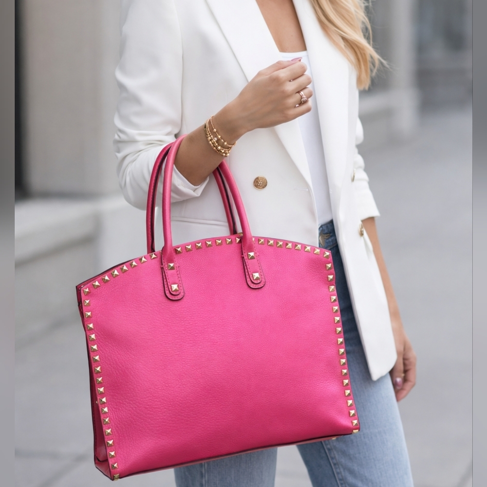 Valentino Vibrant Pink Studded Tote